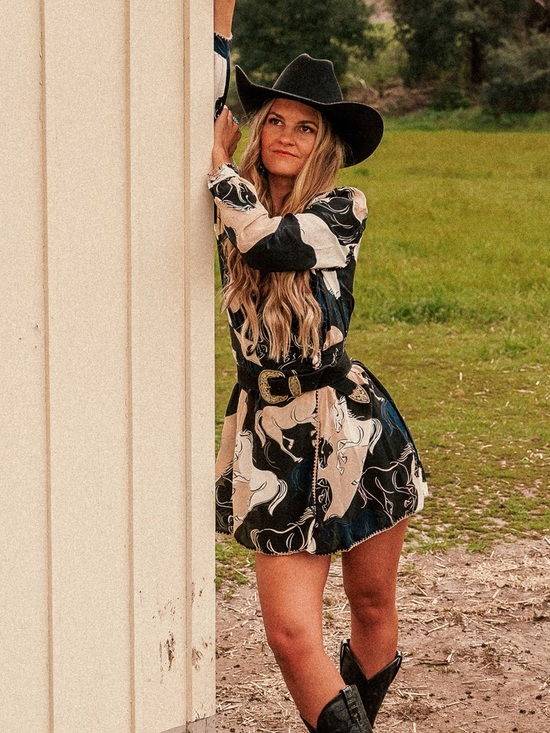 Chasing Unicorns Dresses & Skirts - CHASING UNICORNS << Runaway horses silk crepe wrap dress